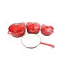 7 Piece Cast Iron Cookware Set Red