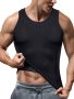 Solid High Stretch Men's Tight Tank Top For Summer Men's Breathable Sleeveless Round Neck Vest Top For Gym Fitness