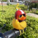 Street-style Cool Duck With Helmet - Durable Pvc Motorcycle & Bike Decor Elastic Band Fit