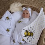Wrap Set Swaddle Set Plain Bee Honeycomb Set Neutral
