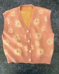 Pink Floral Sleeveless Cardigan Small