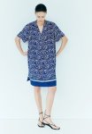 Viscose Tunic Dress - Dark Blue Patterned
