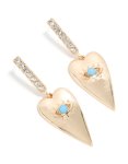 Goldair Gold Heart Blue Evil Eye Diamante Huggie Earrings