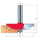 Raised Panel Router Bit D-89.0MM X H-16MM X H-64.5MM X C-12.7MM X R1-20.0MM X R2-4.0MM X A-1 2" 99-52050P