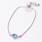 Aqua Crystal Silver Lariat Chain Bracelet - Aqua Crystal