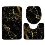 Black & Gold Marble 3 Piece Bathroom Mat