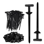 100PCS Nylon Universal Cable Tie Buckle Cable Tie Buckles & Zip Tie Clips Universal Nylon Zip Tie Fasteners Tool-free Tshaped Zi