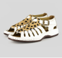 Omega Leather Sandal In White Soft Saddle Leather & Cheetah Print