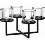 Candle Holder: Raised Tealights On Squared Black Steel Frame Nero