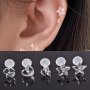 10pcs Transparent Flower Love Heart Stud Earrings Simple Plastic Ear Jewelry Retro Resin Earrings For Women Daily Wear