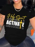 Relaxed Black Polyester T-Shirt With Letter Design