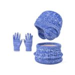 Ekoama Kids Winter Hat Gloves Scarf Set Girls Boys Fashion Caps With Earflaps Neck Warmer Gaiter Mittens Warm Accessories