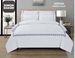 Simon Baker T200 Cotton Percale Embroidered Duvet Cover Set - Sophia French Blue Various Sizes - French Blue Super King 260 X