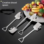 4-PIECE Set Creative Shovel Spoon Stainless Steel Dessert & Fruit Serving Spoons Multi-purpose Uncharged Ideal For Outdoor Campi