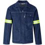 Cast Premium 100% Cotton Denim Jacket - Reflective Arms - Yellow Tape Size-xl Colour-blue