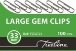 Treeline Paper Clips Sliver 33mm 100's