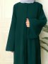 Ramadan Contrast Lace Maxi Kaftan Dress Elegant Solid Long Sleeve Dress Women's Clothing