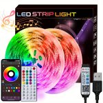 4.88METER-30.48METER LED Strip Lights Change Color In Sync With Music With 44KEY Remote And App Control With Timing Setting Adju