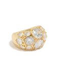 Goldair Gold Plated Extra Large Diamantes Ring - M l
