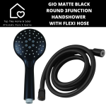 Gio Matte Black Round 3FUNCTION Handshower With Flexi Hose