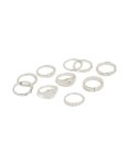 Silver Diamante & Signet Rings 10-PACK - M l
