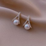 Delicate Water Drop Shaped Stud Earrings With Imitation Pearl Inlaid Zinc Alloy Jewelry Vintage Elegant Style For Women Dating
