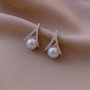 Delicate Water Drop Shaped Stud Earrings With Imitation Pearl Inlaid Zinc Alloy Jewelry Vintage Elegant Style For Women Dating