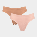 Women&apos S Nude & Pink 2-PACK Seamless Ribbed Thongs