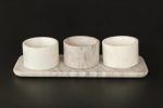 S 3 White & Beige Bowls On Tray 6.5X2.85X10.5