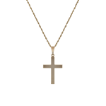 Sterling Silver & Yellow Gold Classic Plain Cross On Chain