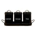 Tea Coffee Sugar Canisters - 3-PIECE With Tray