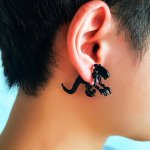 Creative Black Dinosaur Design Stud Earrings Zinc Alloy Jewelry Daily Wear Accessories Personality Female Gift