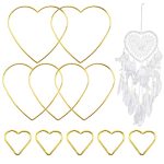 Dream Catcher Rings 2 Sizes Metal Hoops 10 Pcs Moon Shaped Gold Macrame Hoops For Diy Crafts Wedding Wall Hanging Decor Gold Hea