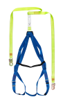 Pioneer Safety Harnesses With Double Lanyard & Snap Hooks With Belt - Yellow blue