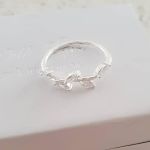 Britney 925 Sterling Silver Cz Leaf Ring - Size 6