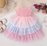 Rainbow Ruffle Special Occasions Dress
