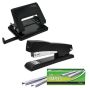 Metal Stapler & Punch Combo + Box Of Staples - Black