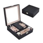 Pu Leather Jewellery Storage Display Organiser - Black