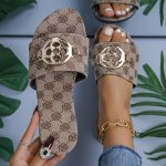 Women's Floral Print Flat Slides Buckle Decor Open Toe Summer Shoes Casual Outdoor Beach Slide Sandals