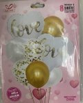 Gold & White Love Balloons 8 Pieces