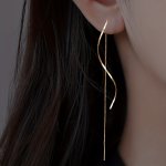 1 Pair S Shape Tassel Earrings Elegant Minimalist Thin Threader Earrings Banquet Party Ear Ornaments Jewelry Accessories For Wom