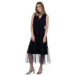 Mesh Tiered Maxi Dress - Navy Free