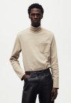 Regular Fit Polo-neck Top - Beige