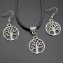 Vintage Alloy Tree Of Life Shape Pendant Necklace & Earrings Alloy Lucky Tree Jewelry Set