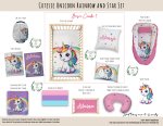 Cot Duvet Bedding Cutesie Unicorn Rainbow And Star Set