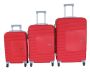 Red 3-PIECE Abs Luggage Set With Spinner Wheels And Combination Lock