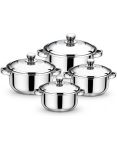 Condere Stainless Steel Cookware Set Of 8 Pieces With Lids - CDH-012 16CM 18CM 20CM & 22CM Mirror Finish Dual Handles 4 Pot Size