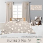 Kids Duvet Set Beige Field Of Daisy