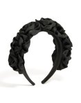 Black Ruched Fabric Flower Headband