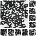 100PCS Black Acrylic A-z Letter Beads For Jewelry Making Diy Bracelet Necklace Beaded Decors Accessories